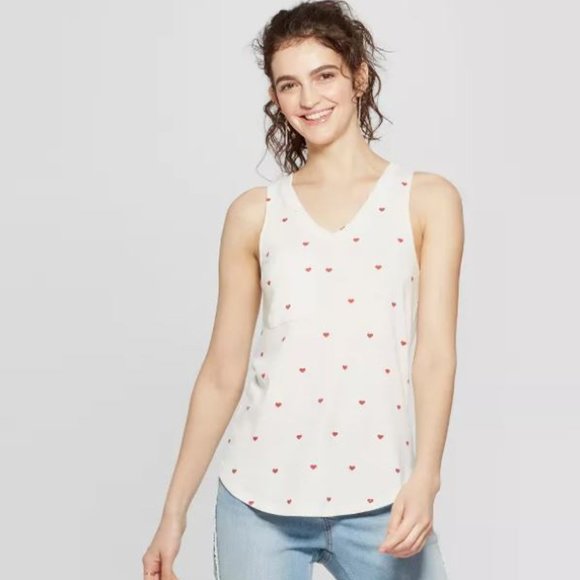 All Over Heart Print Tank Top -74-464 - Picture 2 of 2